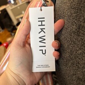 HKWIP Pink Iridescent Side-Stripe Saddle Crossbody